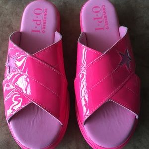CONVERSE OPI NIB AUTHENTIC OPI NEON PINK COLOR PATENT LEATHER DESIGN SANDALS